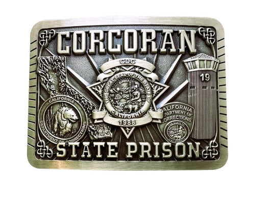 CORCORAN STATE PRISON <BR> Belt Buckle <br> Antique Brass