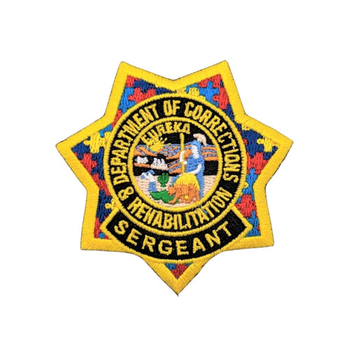 CDCR SERGEANT <br> Autism Awareness <br> Ribbon Badge Patch