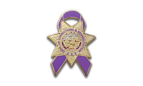 CLICK PICTURE TO BUY IN BULK <br><br>Alzheimer's Purple Ribbon <br> CDCR Star Badge Lapel Pin