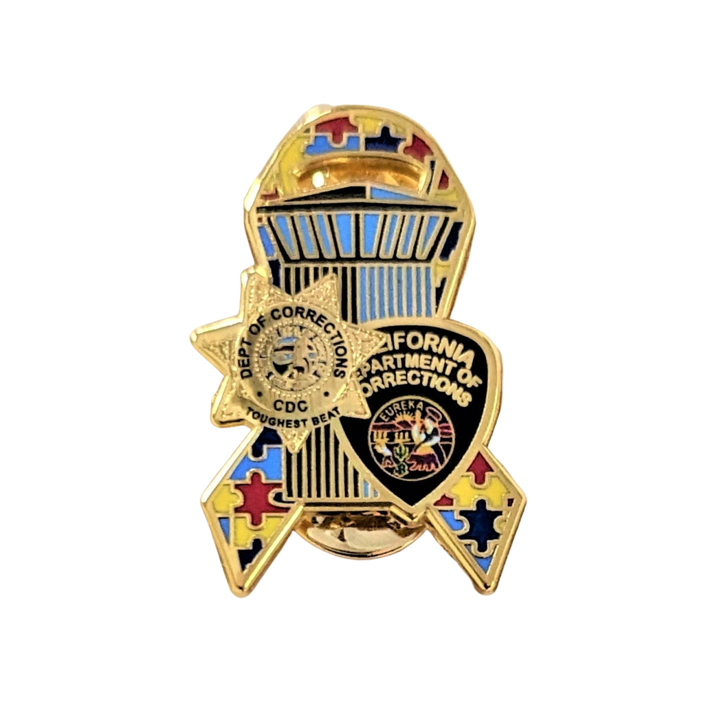 Autism Awareness Police Badge Pin - Support The Blue - Agent Gear USA