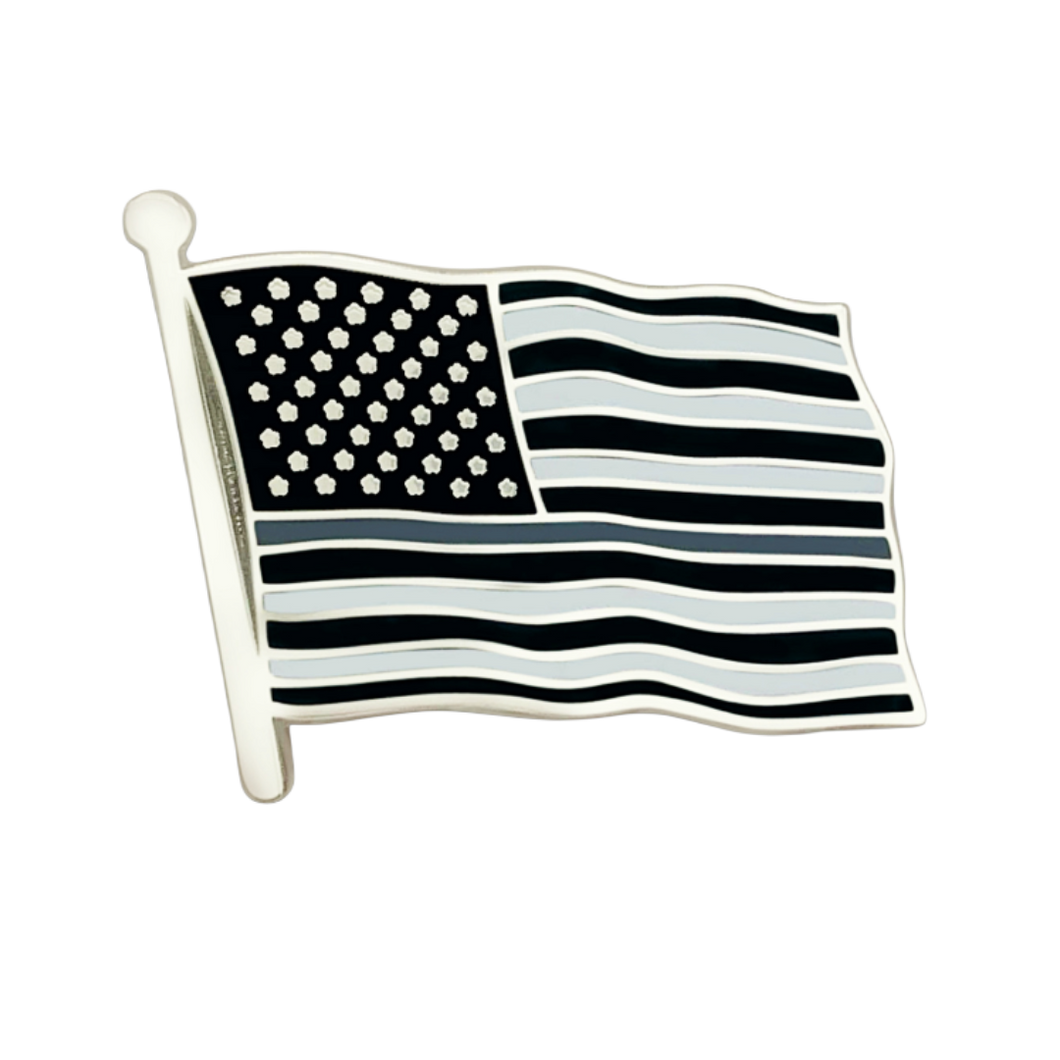 Grey Line <br> US Flag Lapel Pin
