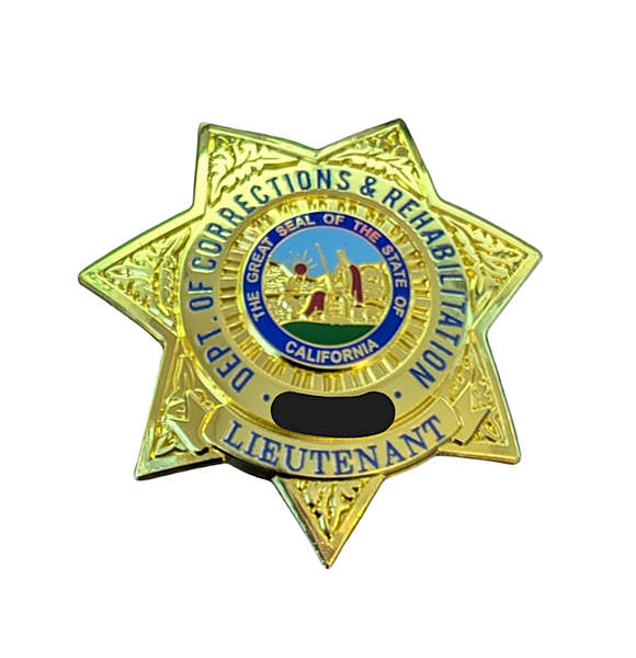 NEW STATE SEAL <br> CDC/R Custom Badge <br> Flat/Domed - One Banner