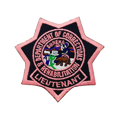 CDCR LIEUTENANT <br> Pink Ribbon <br> Star Badge Patch