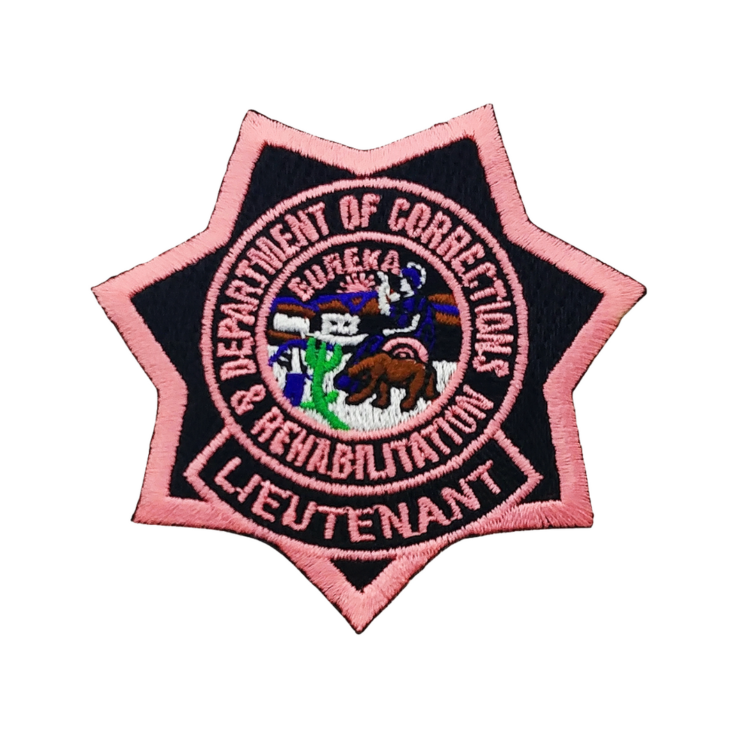 CDCR LIEUTENANT <br> Pink Ribbon <br> Star Badge Patch