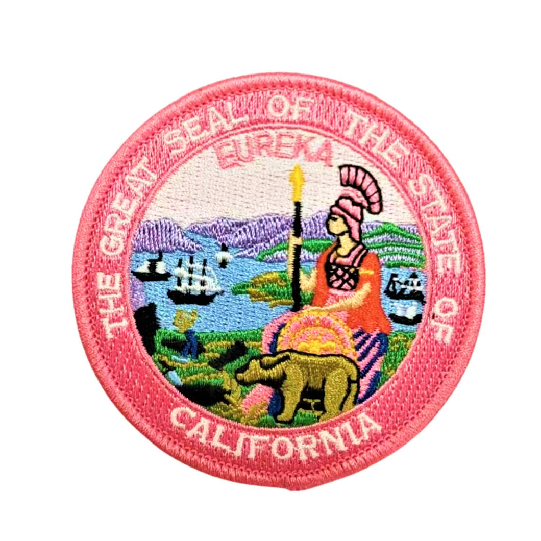 NON-CUSTODY <br> CDCR Pink Ribbon <br> Calif State Seal Patch <br> Iron-on