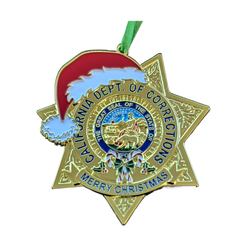 New 2025<br> CDCR/CDC Santa Hat <br> Badge Ornament