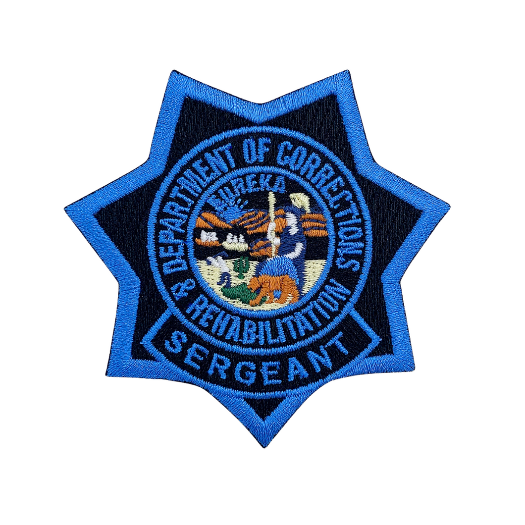 SERGEANT <br> CDCR Blue Ribbon <br> Star Badge Patch