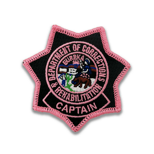 CDCR CAPTAIN <br> Pink Ribbon <br> Star Badge Patch
