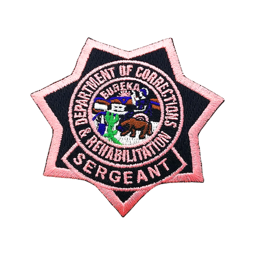 CDCR SERGEANT <br> Pink Ribbon <br> Star Badge Patch