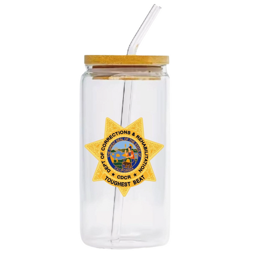 CDCR <br> Glass Mug <br> w/Straw & Bamboo Lid
