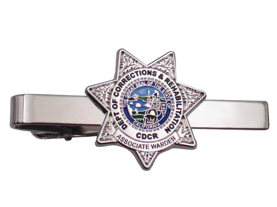 SILVER <br> ASSOCIATE WARDEN <br> CDCR Badge Tie Clip