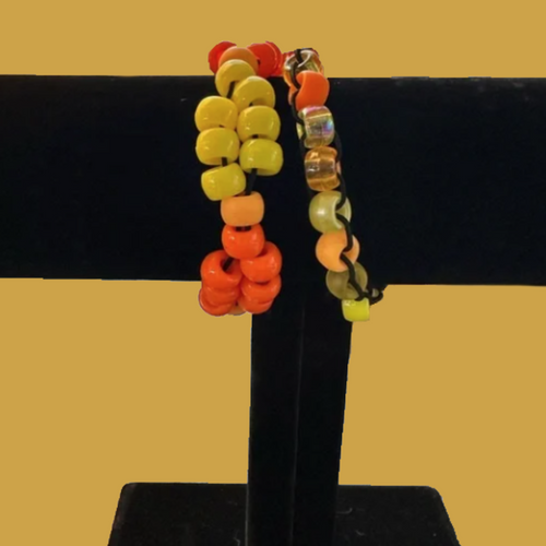 Colorful Neon Orange Hand Beaded Bracelets