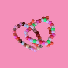 Colorful Pink, Red & Green Hand Beaded Bracelets