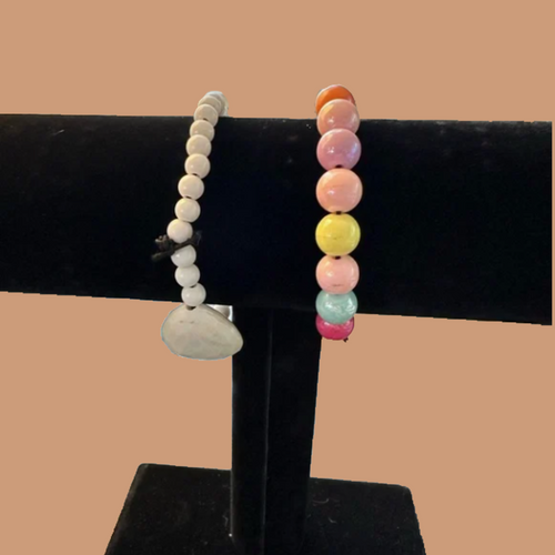 Elegant Hand Beaded Heart Bracelet Set