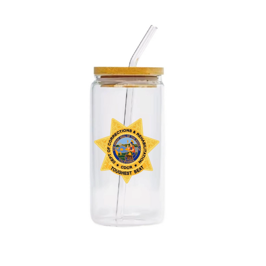 PRE-SALE - CDCR Glass Mug <br> w/Straw & Bamboo Lid