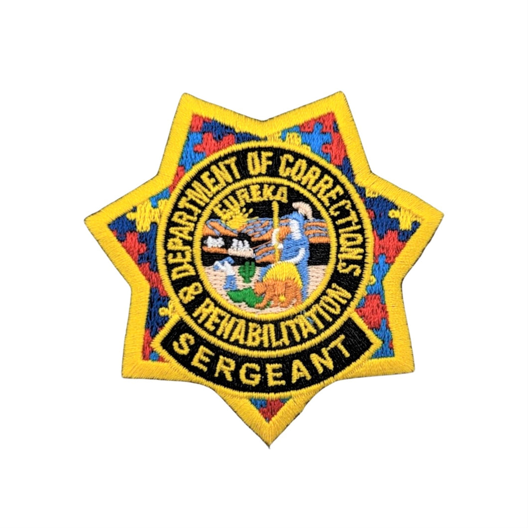 CDCR SERGEANT <br> Autism Awareness <br> Ribbon Badge Patch