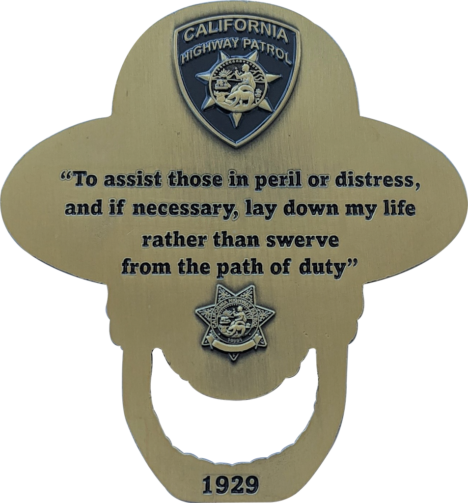 Calif Hwy Patrol Skull Bottle Opener Custom Pins & Buckles