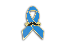 Custom Blue Ribbon Series Mustache Lapel Pin Prostate Cancer Awareness Fundraising