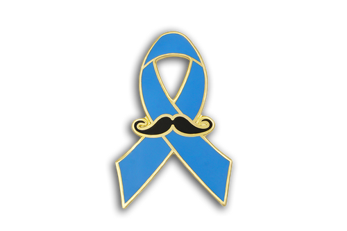 Custom Blue Ribbon Series Mustache Lapel Pin Prostate Cancer Awareness Fundraising