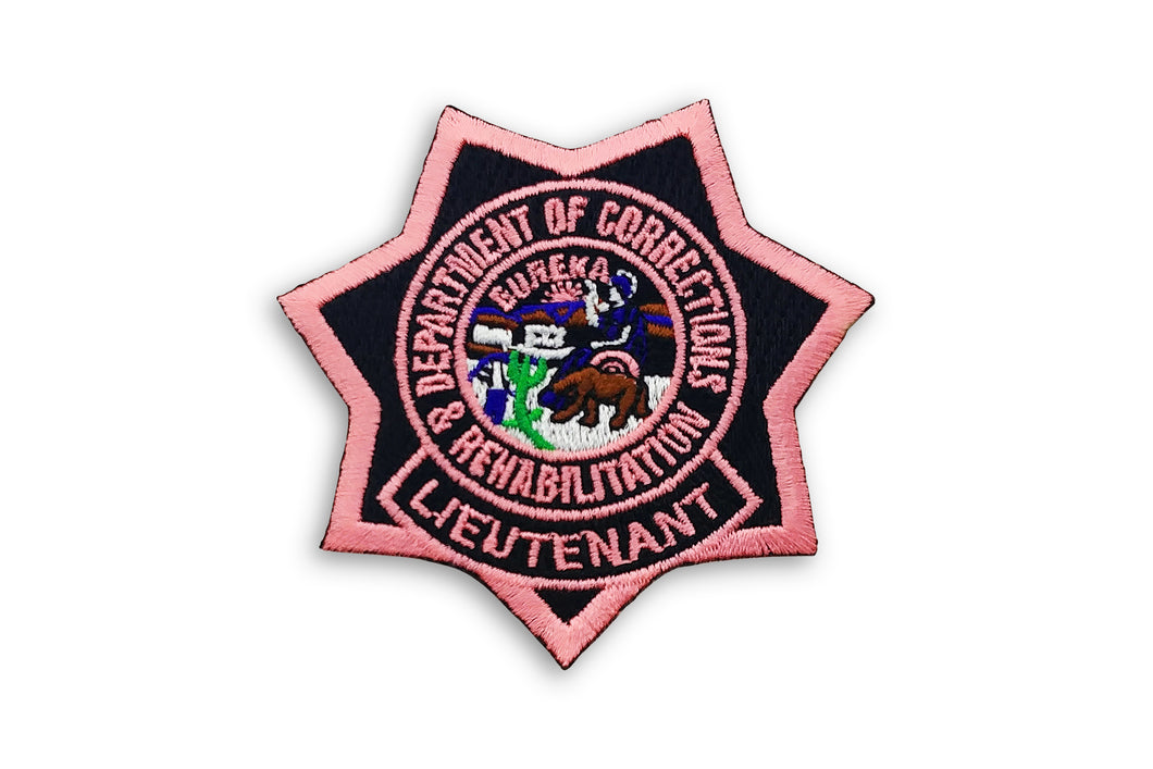 Lieutenant <br> CDCR Pink Ribbon <br> Star Badge Patch