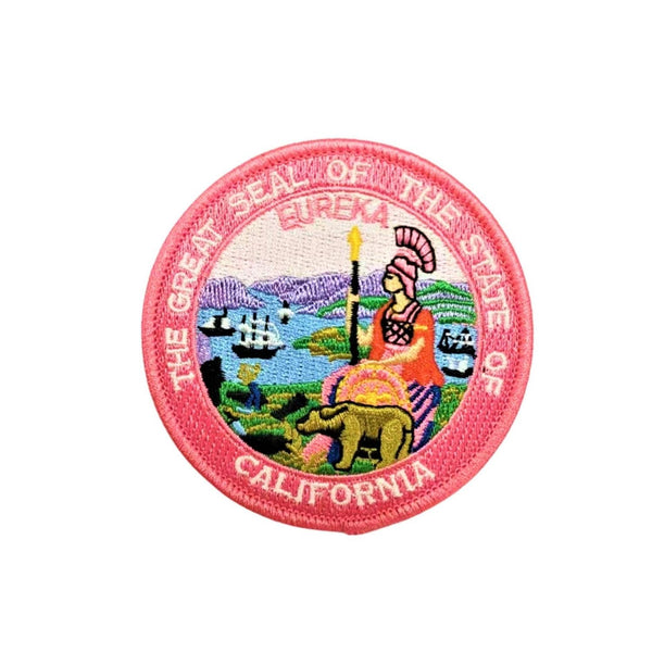 NON-CUSTODY <br> CDCR Pink Ribbon <br> Calif State Seal Patch <br> Iron-on