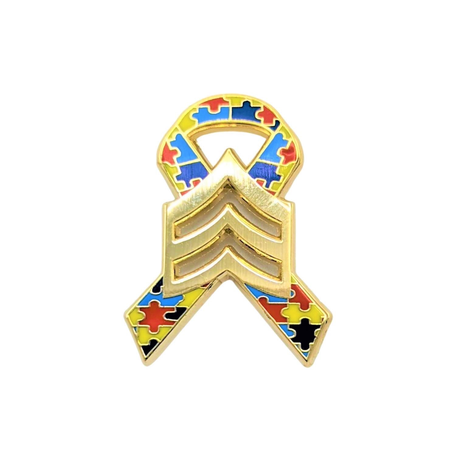 SERGEANT Autism Awareness Ribbon Lapel Pin – Custom Pins & Buckles